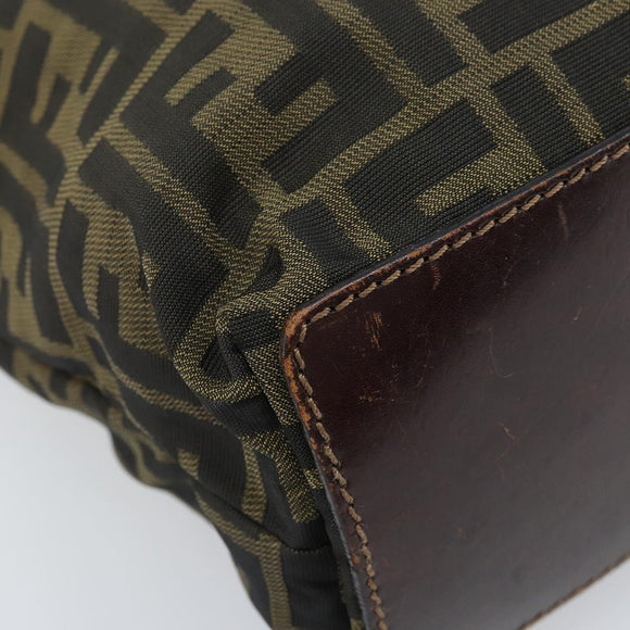 FENDI Zucca Canvas Hand Bag Black Brown Auth BAZ200