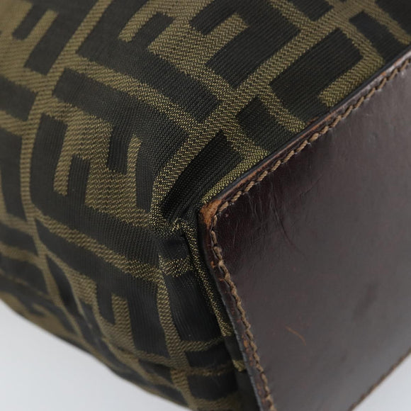 FENDI Zucca Canvas Hand Bag Black Brown Auth BAZ200