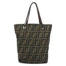FENDI Zucca Canvas Hand Bag Black Brown Auth BAZ200-13