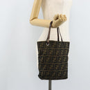 FENDI Zucca Canvas Hand Bag Black Brown Auth BAZ200-20