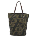 FENDI Zucca Canvas Hand Bag Black Brown Auth BAZ200-2