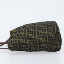 FENDI Zucca Canvas Hand Bag Black Brown Auth BAZ200-4