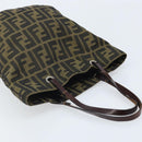 FENDI Zucca Canvas Hand Bag Black Brown Auth BAZ200-6