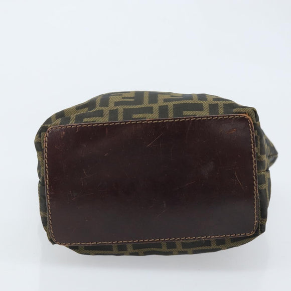 FENDI Zucca Canvas Hand Bag Black Brown Auth BAZ200