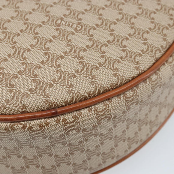 CELINE Macadam Canvas Shoulder Bag PVC Beige Gold Auth BAZ201A