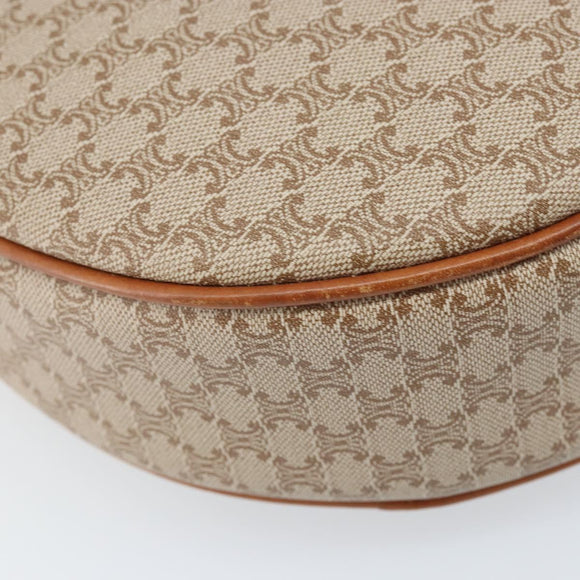 CELINE Macadam Canvas Shoulder Bag PVC Beige Gold Auth BAZ201A
