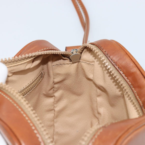 CELINE Macadam Canvas Shoulder Bag PVC Beige Gold Auth BAZ201A