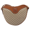 CELINE Macadam Canvas Shoulder Bag PVC Beige Gold Auth BAZ201A-2