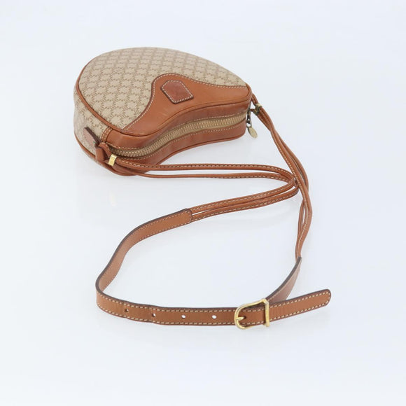 CELINE Macadam Canvas Shoulder Bag PVC Beige Gold Auth BAZ201A