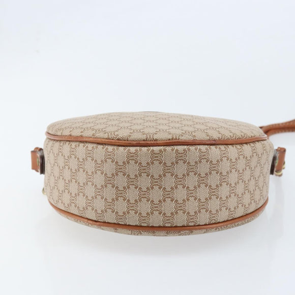 CELINE Macadam Canvas Shoulder Bag PVC Beige Gold Auth BAZ201A