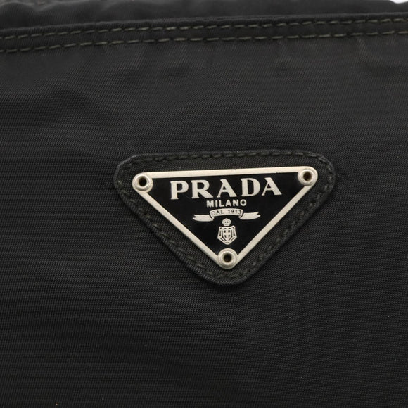 PRADA Shoulder Bag Nylon Black Silver Auth BAZ203A