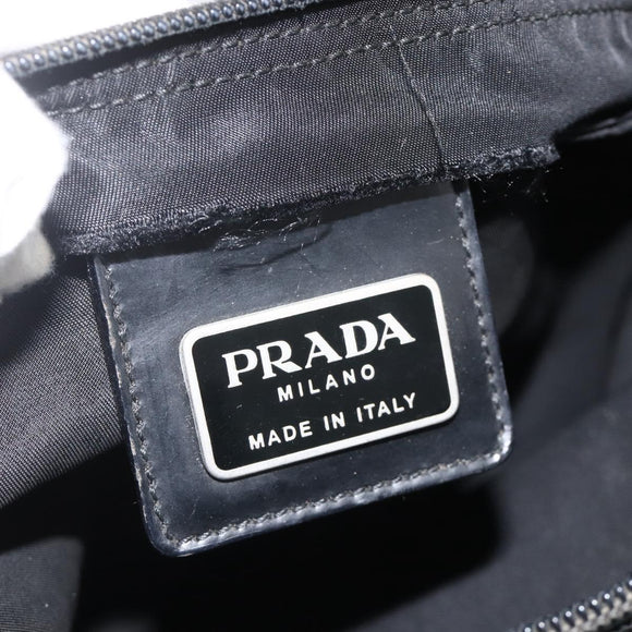 PRADA Shoulder Bag Nylon Black Silver Auth BAZ203A