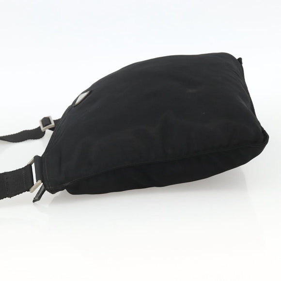 PRADA Shoulder Bag Nylon Black Silver Auth BAZ203A