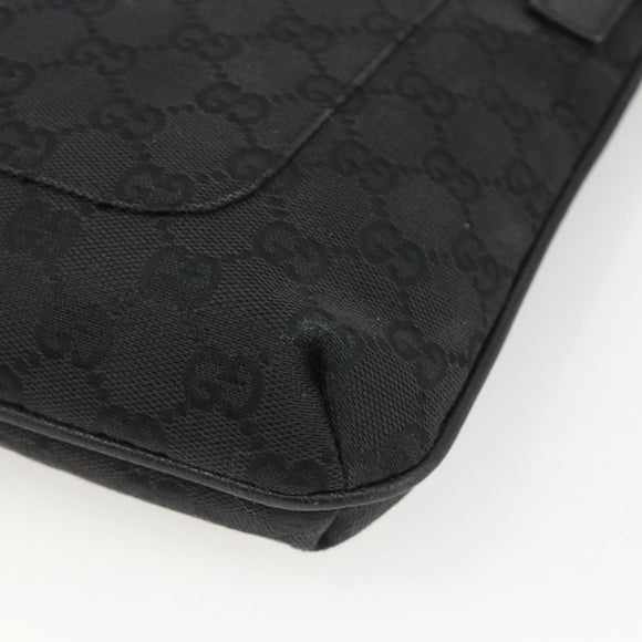GUCCI GG Canvas Shoulder Bag Black Silver 122793 Auth BAZ206A