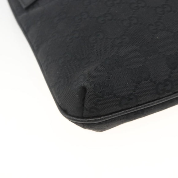 GUCCI GG Canvas Shoulder Bag Black Silver 122793 Auth BAZ206A