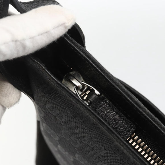 GUCCI GG Canvas Shoulder Bag Black Silver 122793 Auth BAZ206A