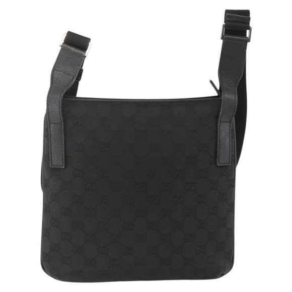 GUCCI GG Canvas Shoulder Bag Black Silver 122793 Auth BAZ206A