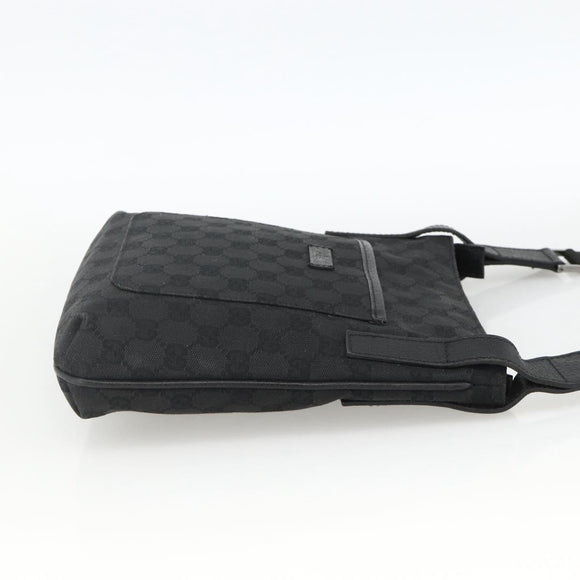 GUCCI GG Canvas Shoulder Bag Black Silver 122793 Auth BAZ206A