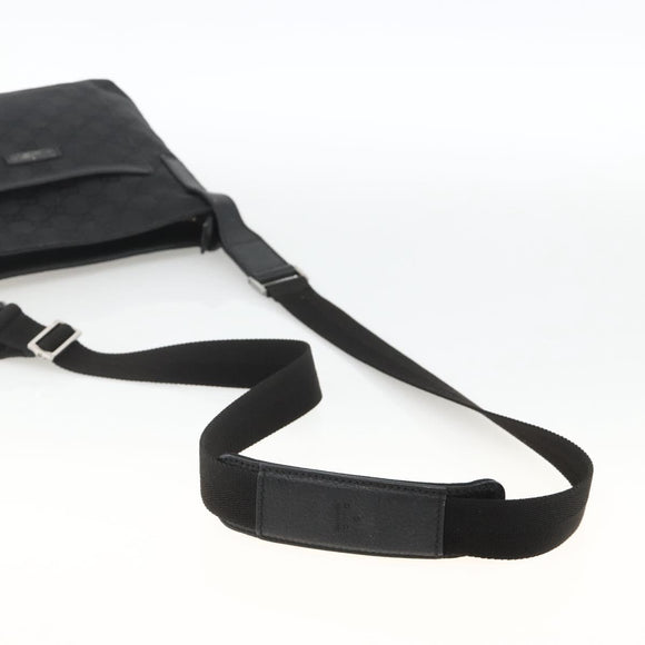 GUCCI GG Canvas Shoulder Bag Black Silver 122793 Auth BAZ206A