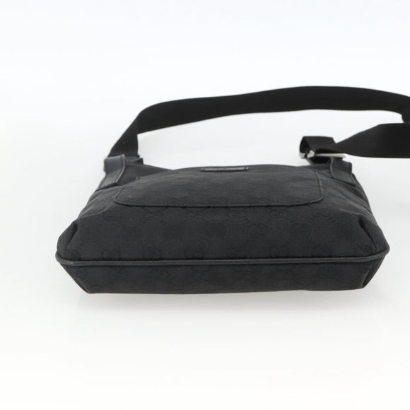 GUCCI GG Canvas Shoulder Bag Black Silver 122793 Auth BAZ206A