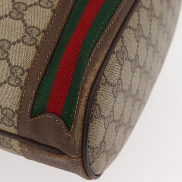GUCCI GG Supreme Web Sherry Line Bag PVC Beige Gold 41 02 085 Auth BAZ209