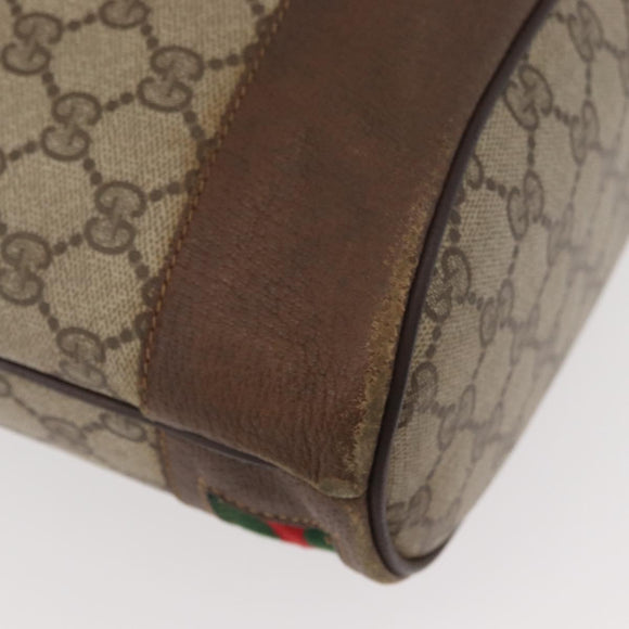 GUCCI GG Supreme Web Sherry Line Bag PVC Beige Gold 41 02 085 Auth BAZ209