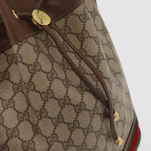 GUCCI GG Supreme Web Sherry Line Bag PVC Beige Gold 41 02 085 Auth BAZ209
