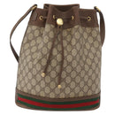 GUCCI GG Supreme Web Sherry Line Bag PVC Beige Gold 41 02 085 Auth BAZ209-2
