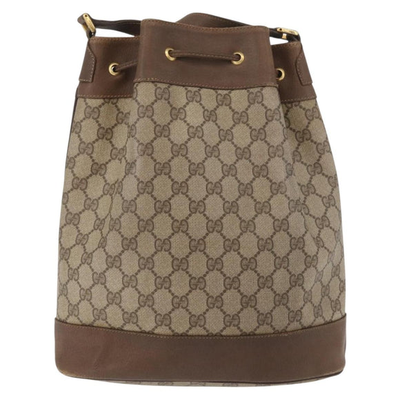 GUCCI GG Supreme Web Sherry Line Bag PVC Beige Gold 41 02 085 Auth BAZ209