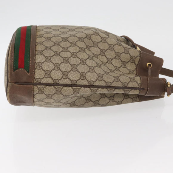 GUCCI GG Supreme Web Sherry Line Bag PVC Beige Gold 41 02 085 Auth BAZ209