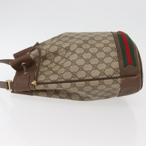 GUCCI GG Supreme Web Sherry Line Bag PVC Beige Gold 41 02 085 Auth BAZ209