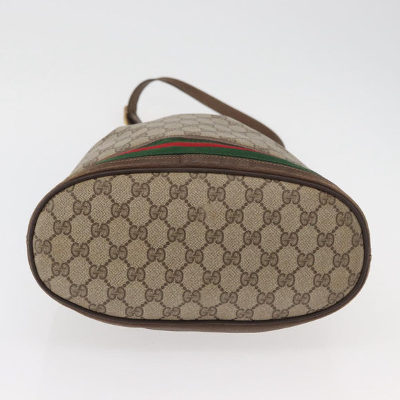 GUCCI GG Supreme Web Sherry Line Bag PVC Beige Gold 41 02 085 Auth BAZ209