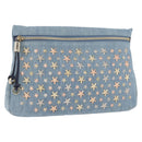 Jimmy Choo Studs Clutch Bag Denim Blue Auth BAZ213A-1