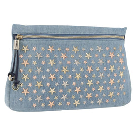 Jimmy Choo Studs Clutch Bag Denim Blue Auth BAZ213A