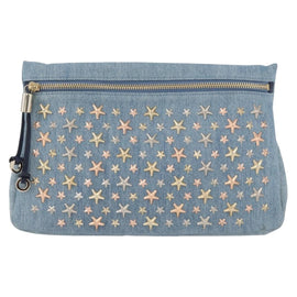 Jimmy Choo Studs Clutch Bag Denim Blue Auth BAZ213A - 0