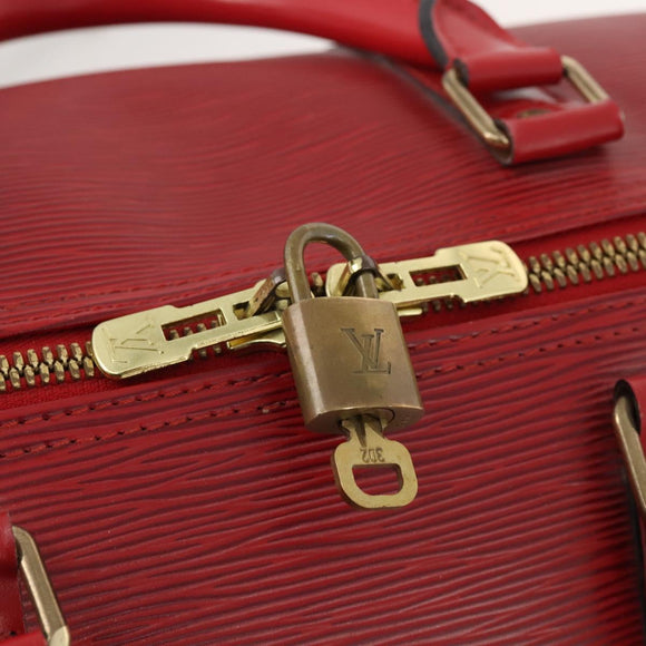 LOUIS VUITTON Epi Keepall 50 Boston Bag Red M42967 LV Auth BAZ214A