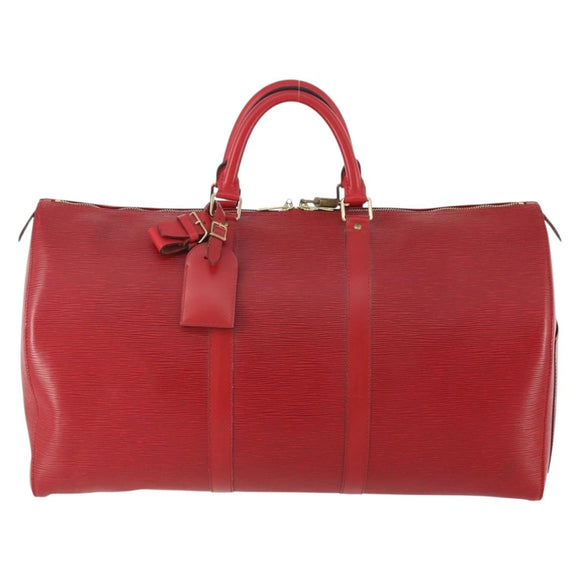 LOUIS VUITTON Epi Keepall 50 Boston Bag Red M42967 LV Auth BAZ214A