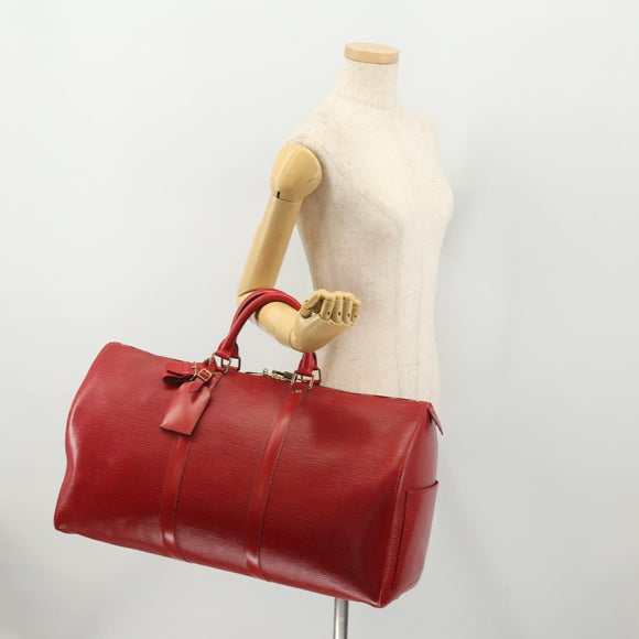 LOUIS VUITTON Epi Keepall 50 Boston Bag Red M42967 LV Auth BAZ214A