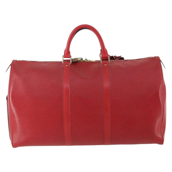 LOUIS VUITTON Epi Keepall 50 Boston Bag Red M42967 LV Auth BAZ214A