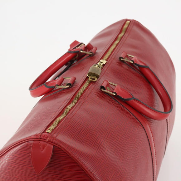 LOUIS VUITTON Epi Keepall 50 Boston Bag Red M42967 LV Auth BAZ214A