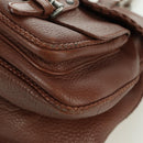 Christian Dior Gaucho Saddle Hand Bag Leather Brown Silver Auth BAZ225SAV-14