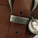 Christian Dior Gaucho Saddle Hand Bag Leather Brown Silver Auth BAZ225SAV-17