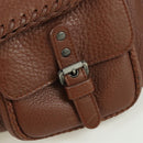 Christian Dior Gaucho Saddle Hand Bag Leather Brown Silver Auth BAZ225SAV-18