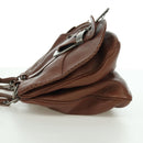 Christian Dior Gaucho Saddle Hand Bag Leather Brown Silver Auth BAZ225SAV-3