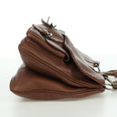 Christian Dior Gaucho Saddle Hand Bag Leather Brown Silver Auth BAZ225SAV-4