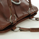 Christian Dior Gaucho Saddle Hand Bag Leather Brown Silver Auth BAZ225SAV-6
