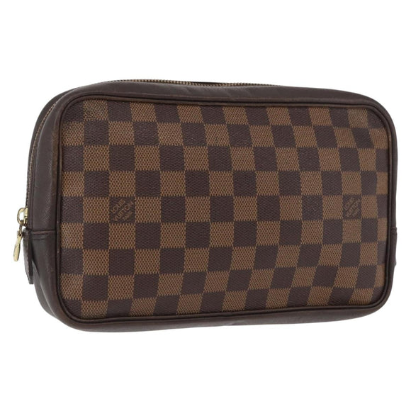 LOUIS VUITTON Damier Ebene Trousse Toilette 25 Clutch Bag N47624 LV Auth BAZ229