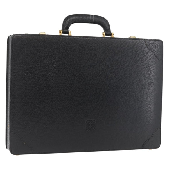 LOEWE Anagram Business Bag Leather Black Gold Auth BAZ237