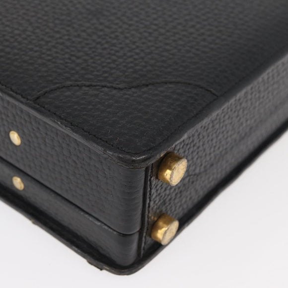 LOEWE Anagram Business Bag Leather Black Gold Auth BAZ237