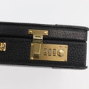 LOEWE Anagram Business Bag Leather Black Gold Auth BAZ237-17